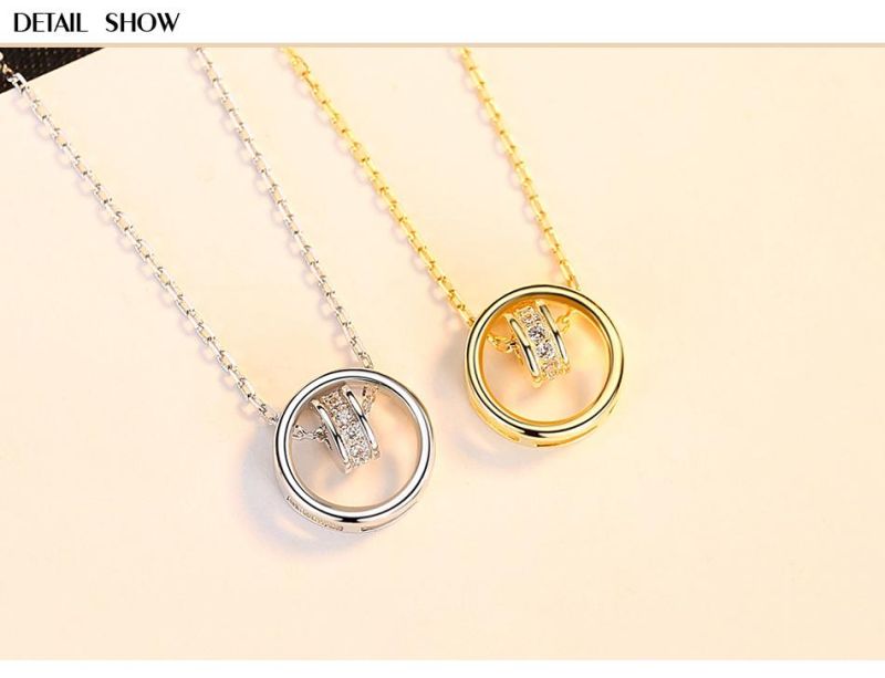 Charms Cubic Zircon Round in Ring Shape Pendant Necklace