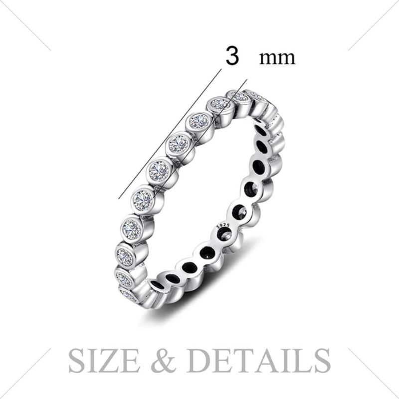 925 Sterling Silver Rings Wedding Ring Band Jewelry Round Cut CZ Rings Eternity Rings