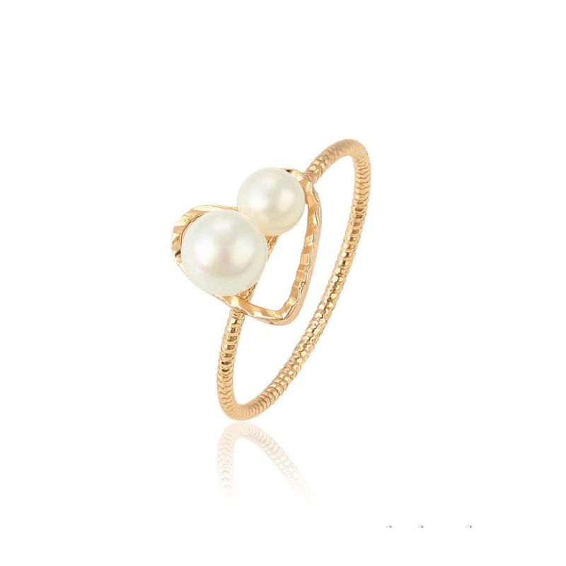 Elegant Women Jewelry Heart Shaped Imitation Pearl 18K Gold Plated Ring for Sale