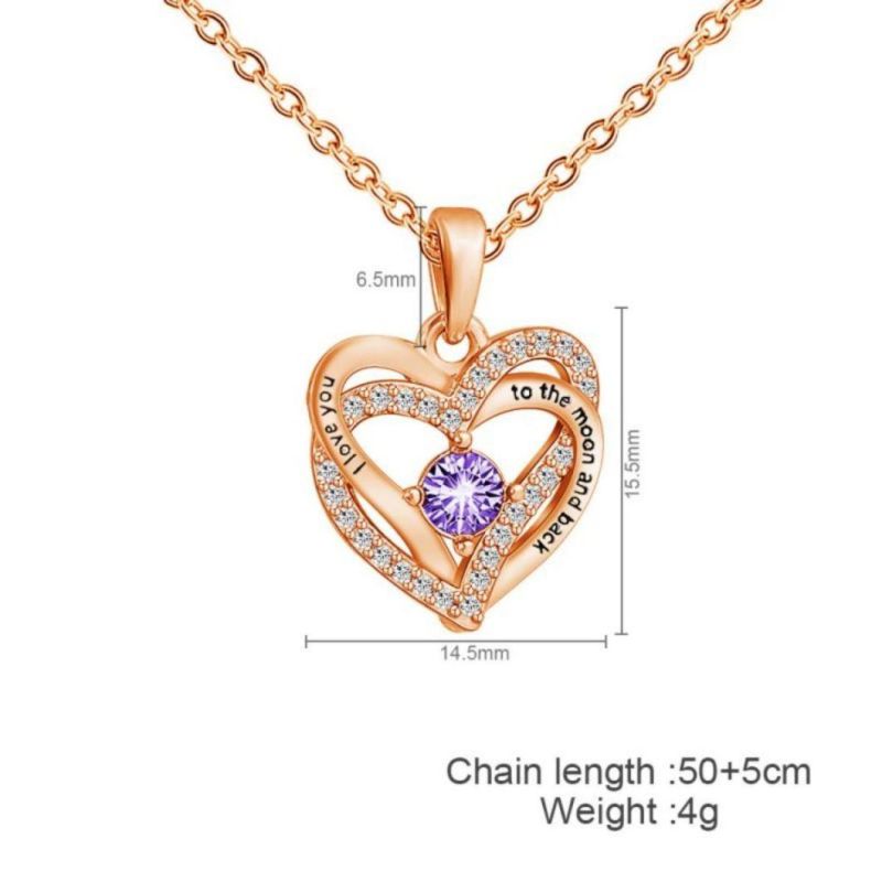 New Simple Diamond Heart-Shape Folding Pendant Lettering Necklace Female