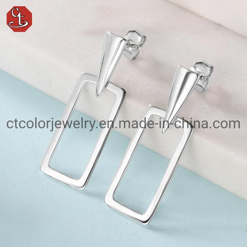 Simple Plain Silver Fashion Jewelry Stud Earrings
