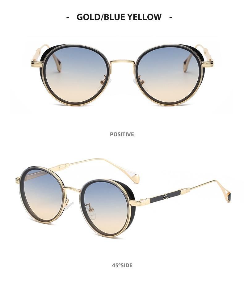 2022 OEM Wholesale Women Fashion UV400 Brand Designer Metal Round Custom Retro Vintage Sunglasses