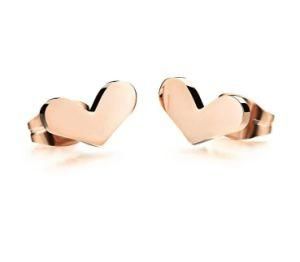 Rose Gold Heart Stud Earrings for Women Aretes De Mujer Earring Orecchini Donna Boucle D&prime;oreille Brincos Earrings Fashion Jewelry