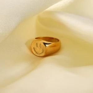 18K Gold Female Ring Jewelry Women Simple Designs Unisex Stainless Steel Rings