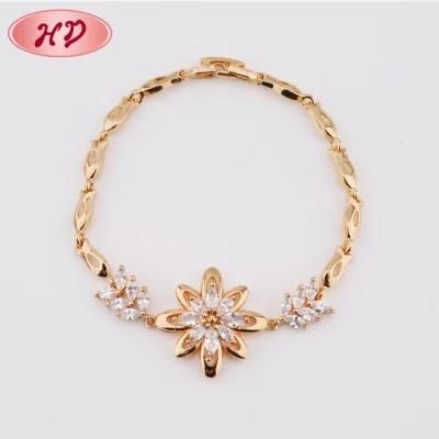 New Design Womens Zircon Crystal 18K Gold Charms Bracelet Jewelry