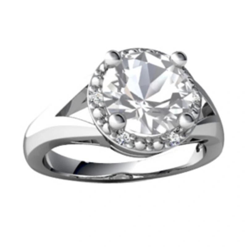 Imitation CZ Stone Three Prong Wedding Ring
