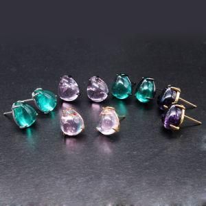 Wholesale Fashion Simple Stud Earrings with Multi- Colors in Brass