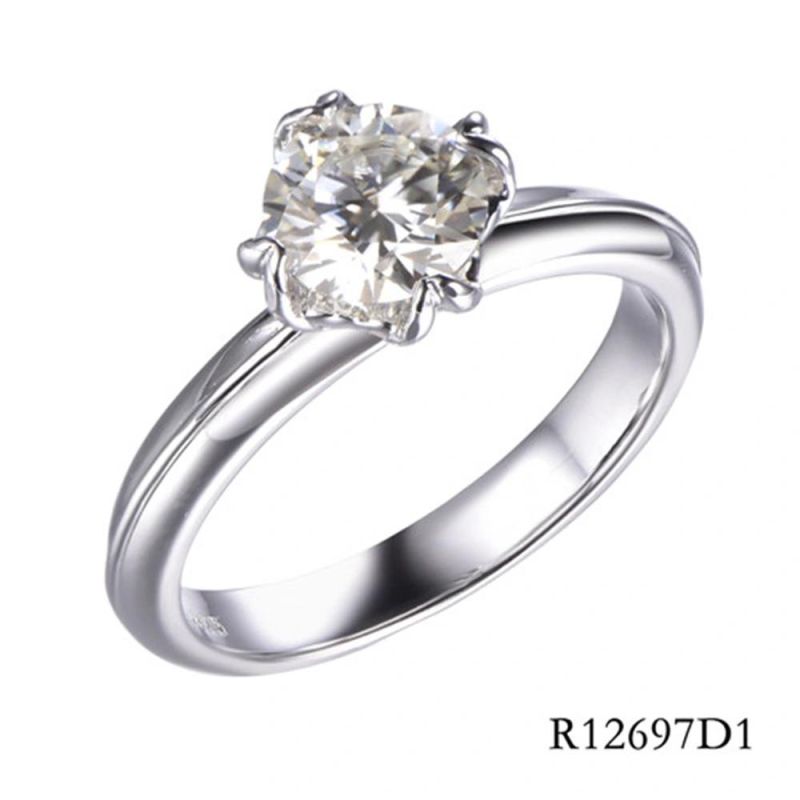 Minimalism Design 925 Sterling Silver Moissanite Main Stone Ring