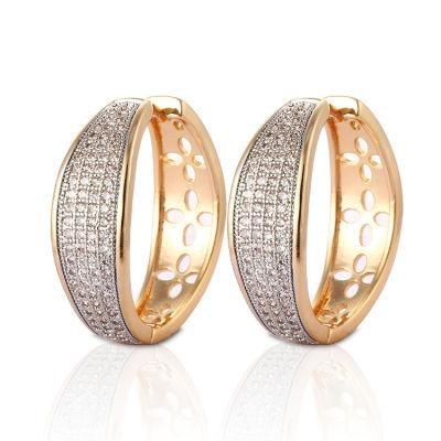 Fashion 18K Gold Silver Jewelry Alloy Stud Drop Hoop Huggie CZ Earrings with Crystal for Women