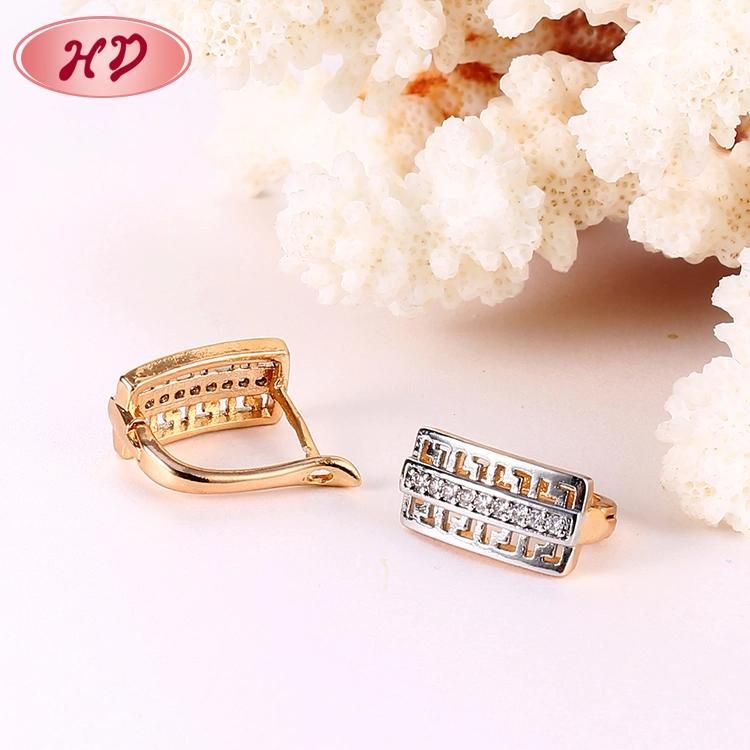 Fashion 18K Gold Silver Alloy Jewelry CZ Hoop Stud Drop Huggie Earrings with Crystal for Women