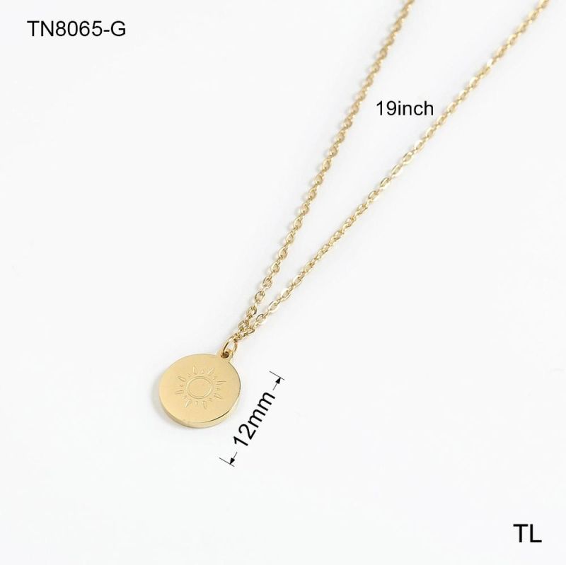 Manufacturer Custom Waterproof Jewelry New Arrivals Stainless Steel Sun Pattern Necklace 18K Gold Plated Jewelry Mom Necklace