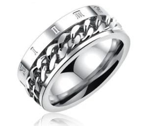 Factory Price Rotatable Chains Roman Numerals Men Finger Ring