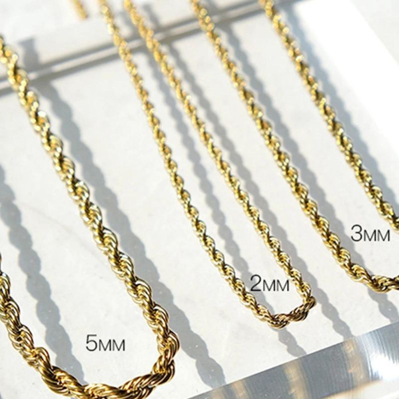 18K Gold Rope Chain Necklace Choker Dainty Chunky Twisted Chain Necklace for Women Jewelry