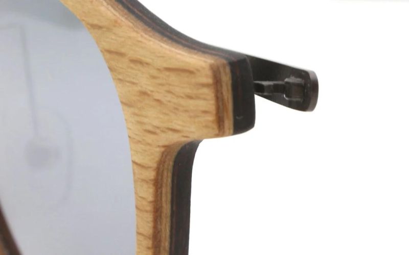 Fashion Double Color High Quality Wooden Sunglasses with Metal Temple