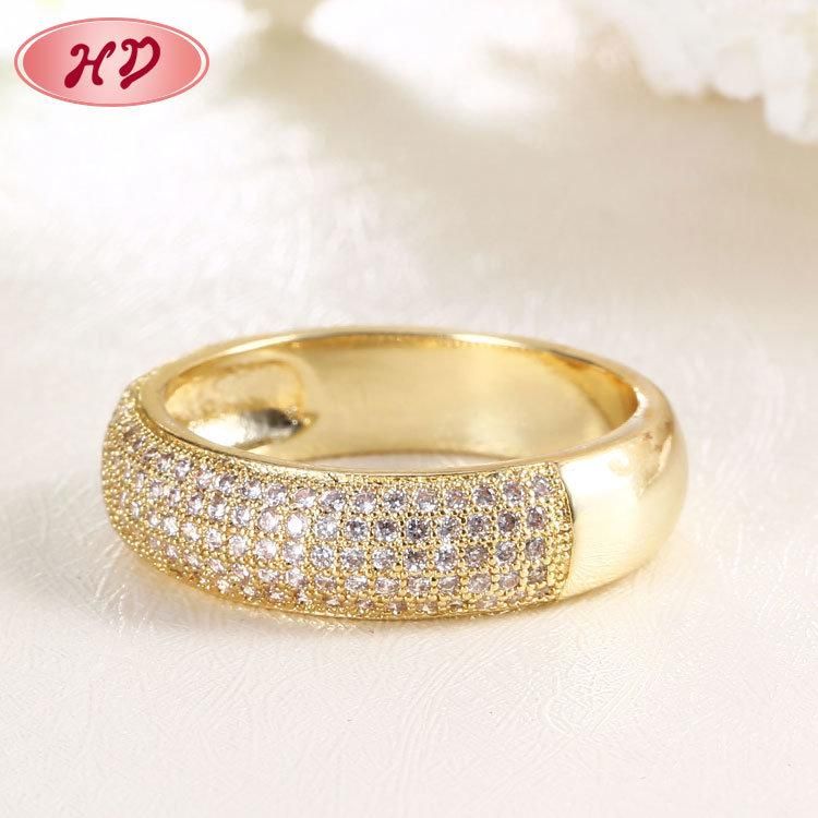 Fashion Wholesale American Gold Plated Paved Diamond Ring, 18K Gold Ring Woman Jewelry