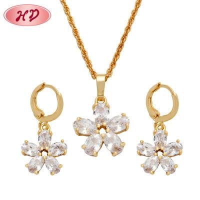 Hot Sale Flower Shaped Fashion 18K Gold Plated Jewelry Set