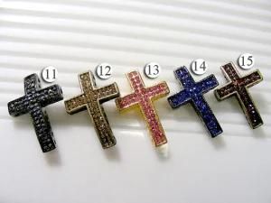 Charming Rhinestone Pave Cross Shape Jewelry Connectors Jewelry Components (KJL-CS2502)