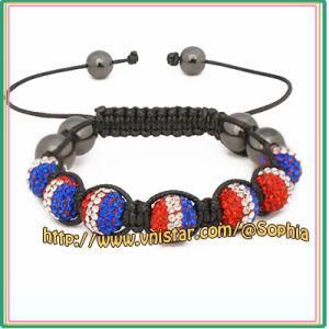 French Flag Crystal Beads Macrame Bracelet (SBB067-36)