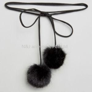 Fashion Women Ribbon Choker Necklace Simple Fur POM POM Accessories Costume Statement Necklaces