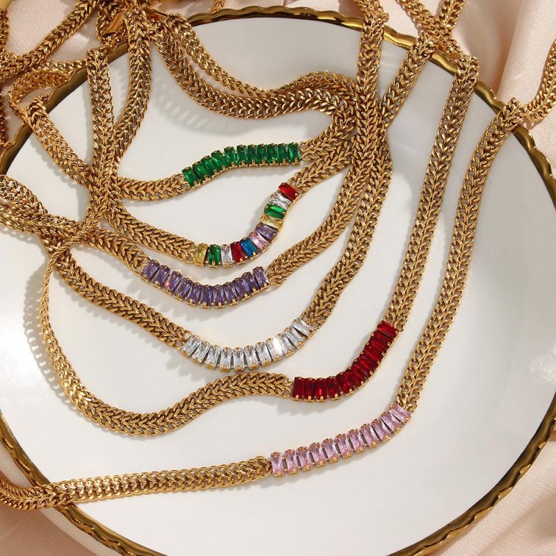 Manufacturer Custom Fashion Stainless Steel Jewelry Tarnish Free Gold Filled Jewelry 14K 18K Gold Stainless Steel Zircon Necklace Women & Man Jewellery