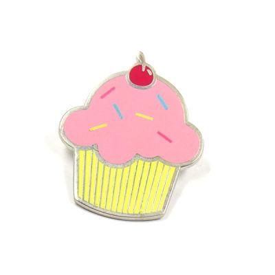 China Factory Customized Silver Plated Hard Enamel Imitation Food Style Charm Badge Wholesale Mini Cake Dessert Topic Brooch Jewelry Lapel Pin