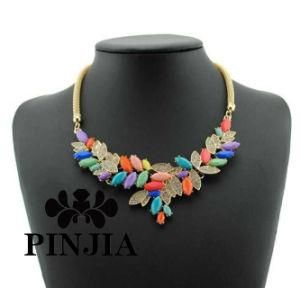 Gold Chain Flower Jewelry Design Beaded Statement Necklace