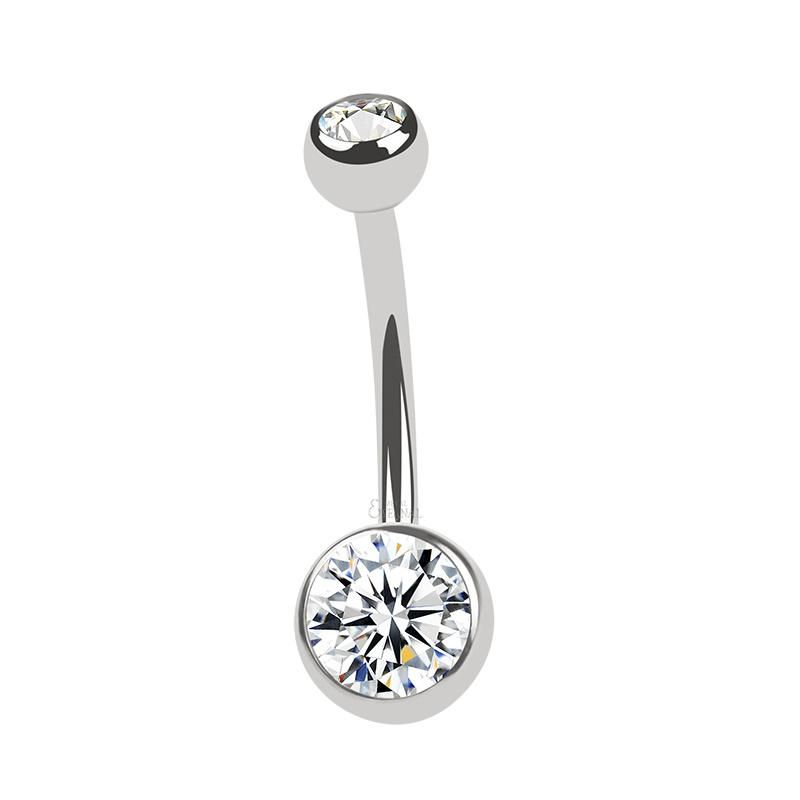 Eternal Metal ASTM F136 Titanium Internally Threaded Belly Button Ring with One CZ Jewelry Piercing