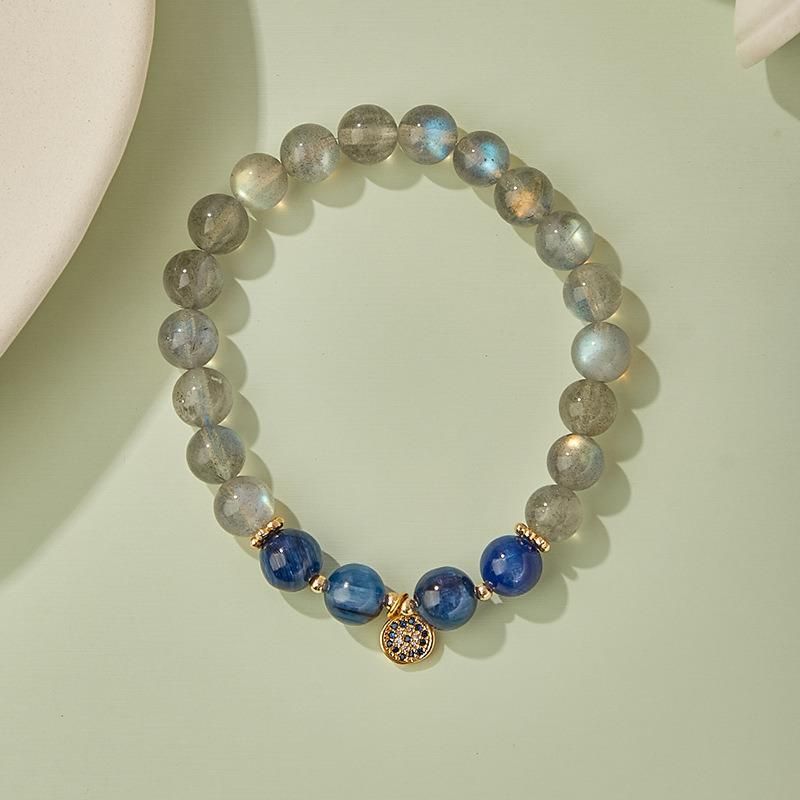 Fashion Jewelry Crystal Bracelets Natural Blue Crystal Grey Moonstone Strand
