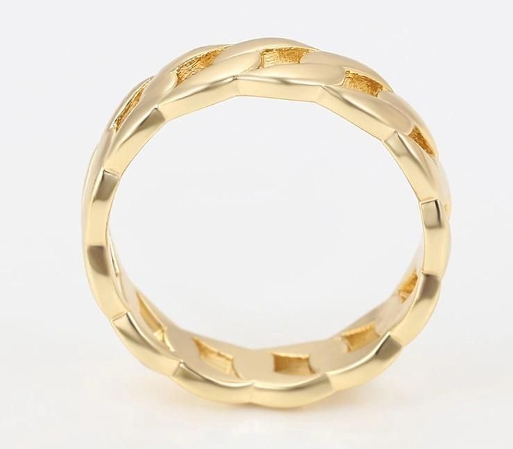 Cheap Simple Design Chain Type Ring Jewelry, 14K Gold Color Copper Alloy Neutral Finger Ring