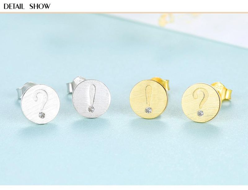 Exclamation and Question Mark Sterling Silver 925 Ear Studs
