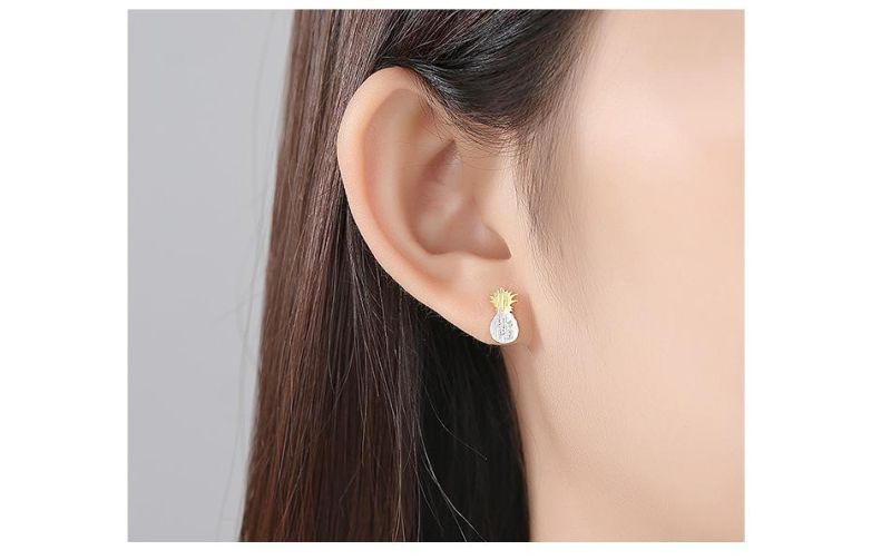 Fashion Jewelry Earrings Silver Pineapple Piercing Accessories Ear Studs