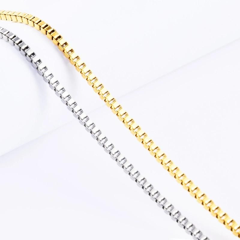 Gold Plated Box Chain Stainless Steel Jewelry Necklace Bracelet Handcraft Design Fashion Jewellery