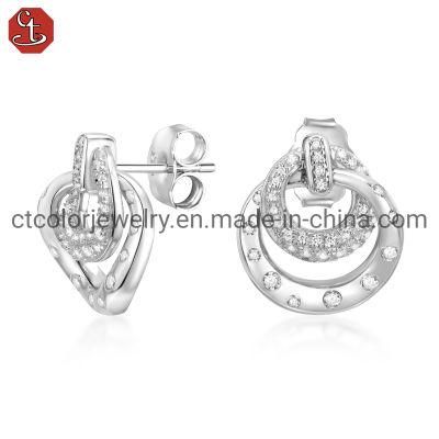 Fashion Custom Jewelry 925 Silver and Brass Stud Earrings Women