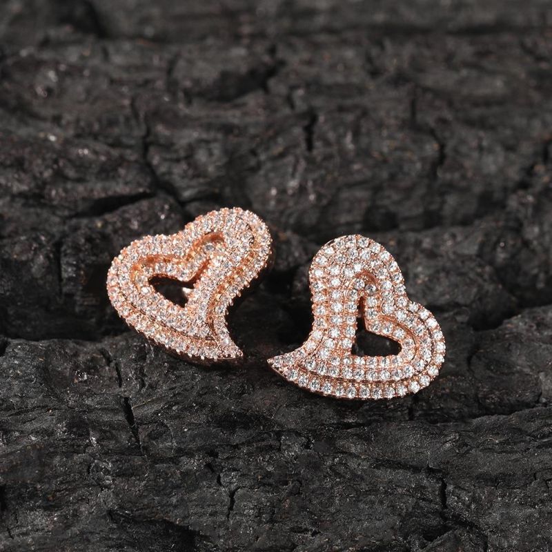 Zircon Hollow-out Love Earrings Hip Hop Fashion Jewelry