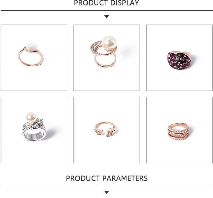 Newest Design Fashion Jewelry Rose Gold Ring with White Rhinestone