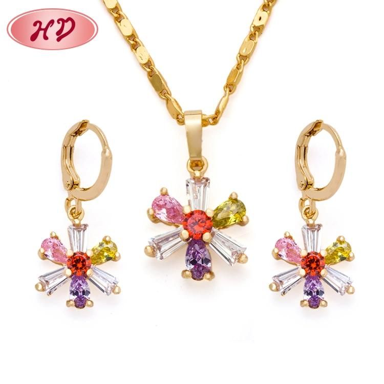 2020 Latest Cubic Zricion Women Jewellery Dubai Gold Plated Bridal Jewelry Sets