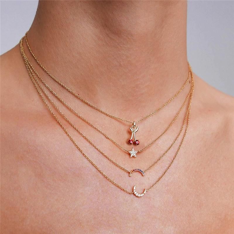 2022 New Design Mini Cherry Pendant Choker Clavicle Necklace for Women Fashion Bijoux