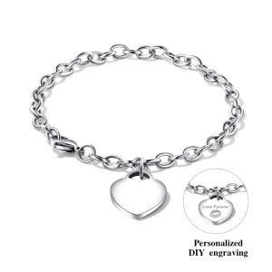 Fashion &#160; Adjustable Stainless Steel Heart Pendant Couple Bracelet