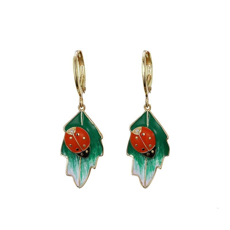 925 Sterling Silver Fan-Shaped Enamel Earring