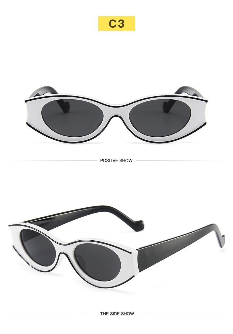 Modern Contrasting Sunglasses Female Personality Concave Frame Oval Sunglasses