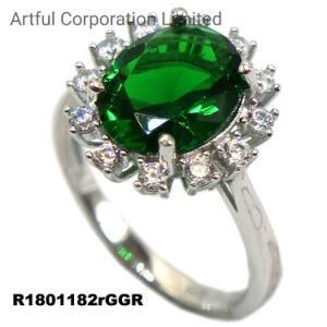 Green Color Silver Fashion Ring