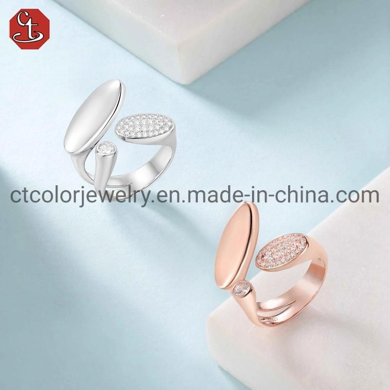 Wholesale Fashion Jewellery 925 Silver and Brass Adjustable Ring Fashion Jewelry