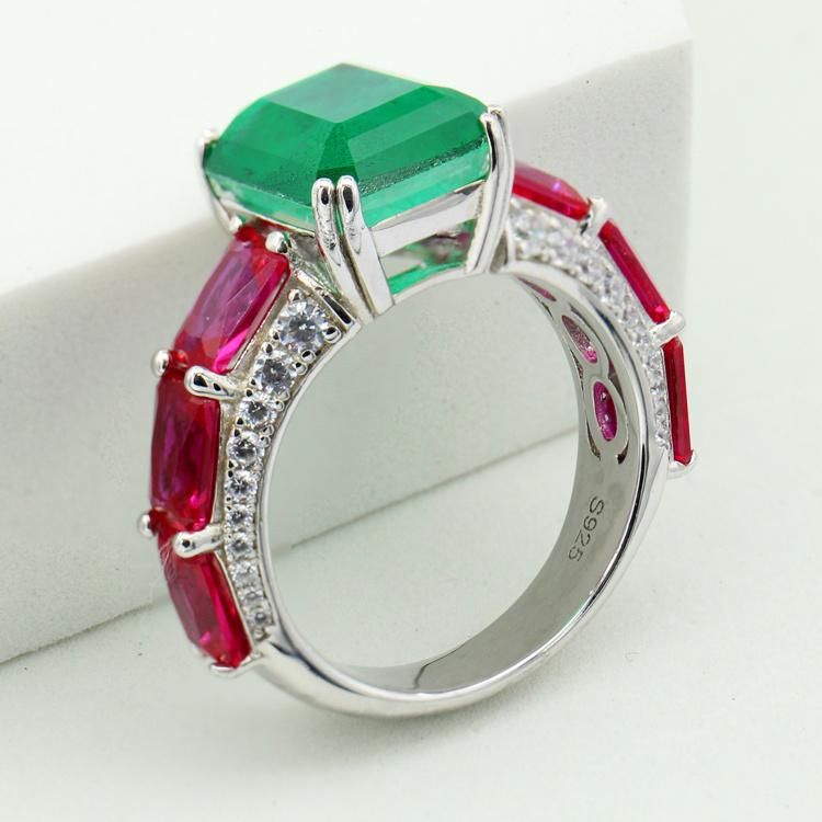 Fashion Rings Ruby and Fusion Emerald Cubic Zirconia Ring for Women