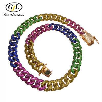 Multicolor Necklace Cuban Chain Silver/Brass Necklace Hip Hop Jewelry