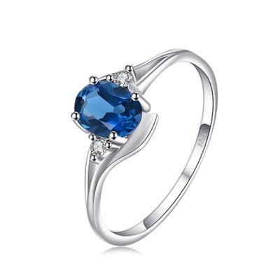 925 Sterling Silver Rings Factory Wholesale Women Engagement Rings Anniversary Created Sapphire Rings Jewellery