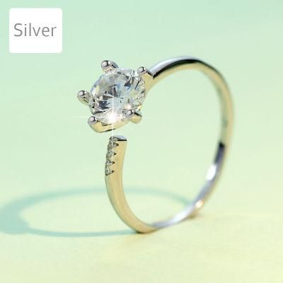 925 Sterling Silver Ring Fashion Jewelry Star CZ Cocktail Opening Ring Sizable for Women Girl Fine Jewelry