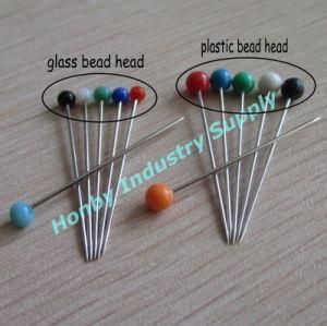32mm/38mm Glass Material Bead Head Straight Hijab Head Pins