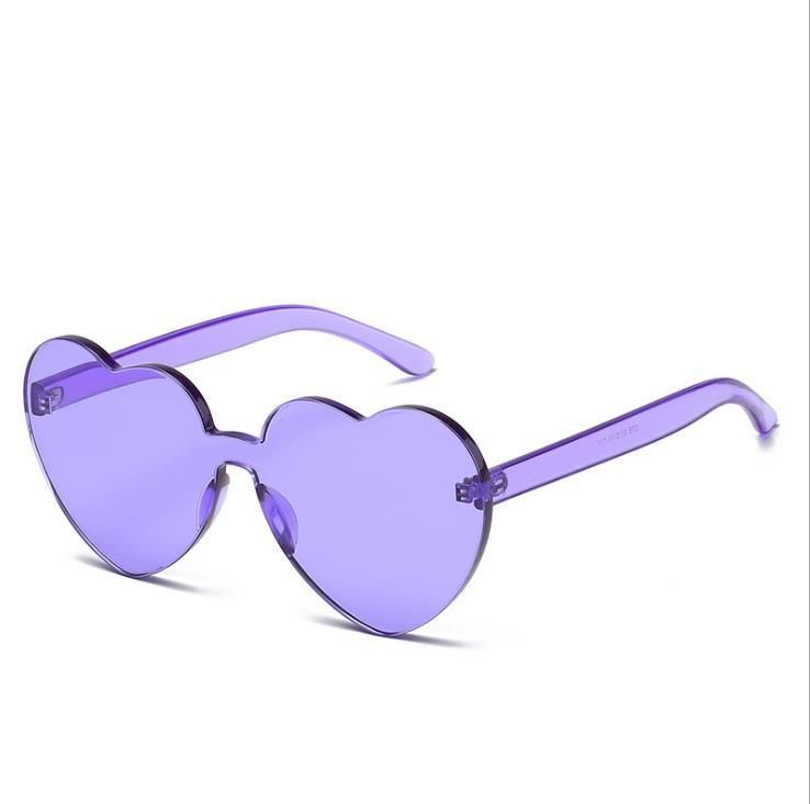 2021 Fashion Heart Candy Color Rimless Sunglasses