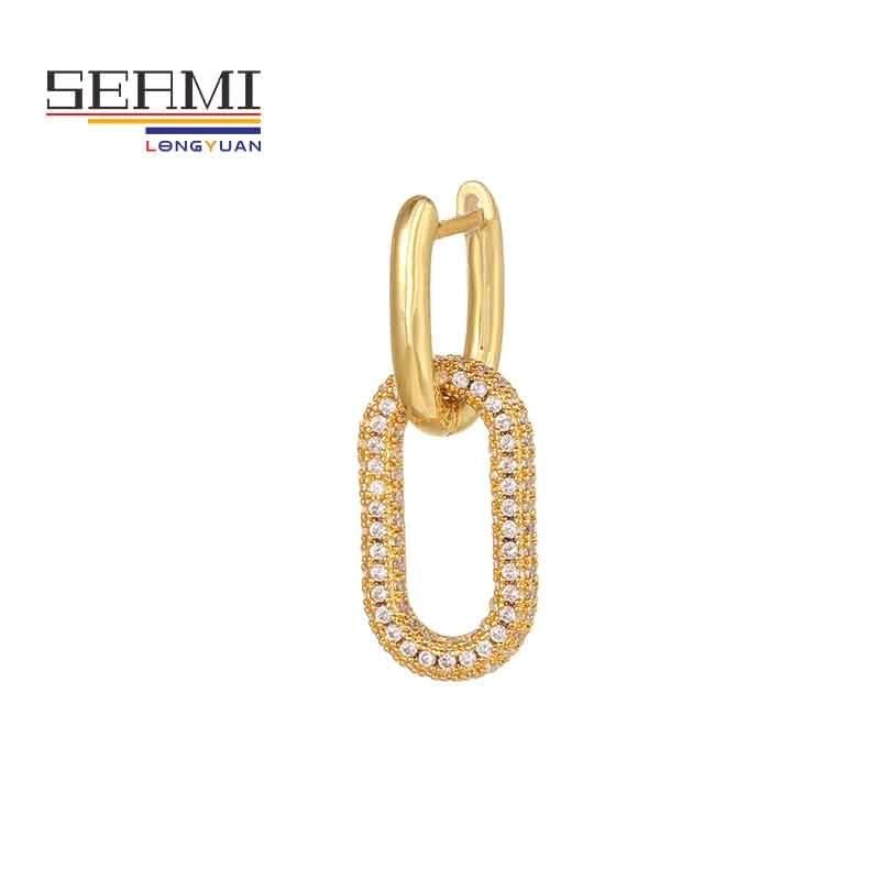 Fashion Rhinestone Gold Hoop Crystal Square Dangle Earrings for Women