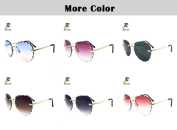 Hot Selling Custom Logo Flower-Shaped Stock Frameless Women Sunglasses